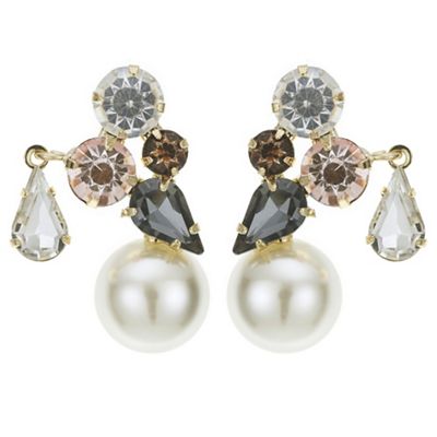 Mixed crystal and pearl earring